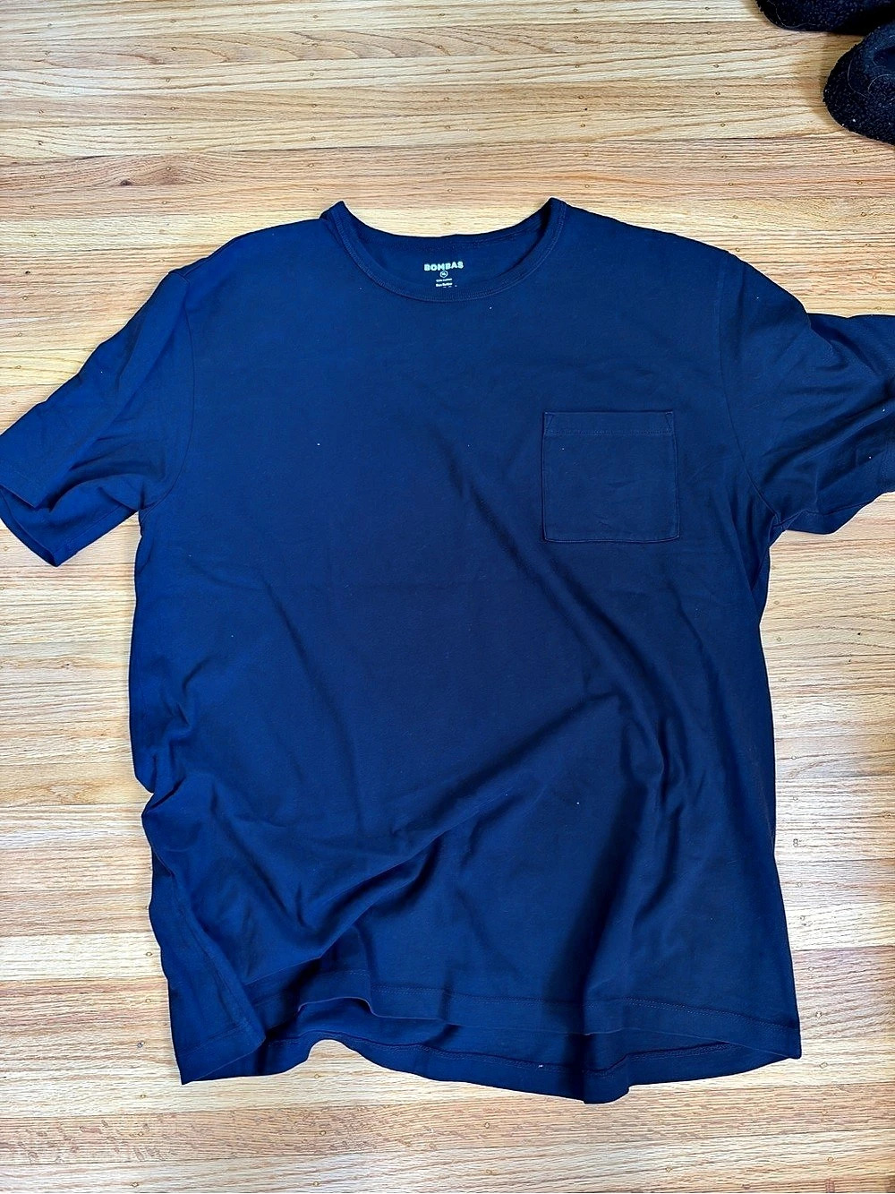 Bombas M's Premium Weight Relaxed SS Crew Blue Cotton Size XL NWT